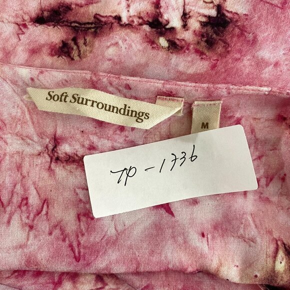 Soft Surroundings Abilene Top Women's Medium 3/4 Sleeve Pink Printed Rayon Blend - Picture 8 of 10